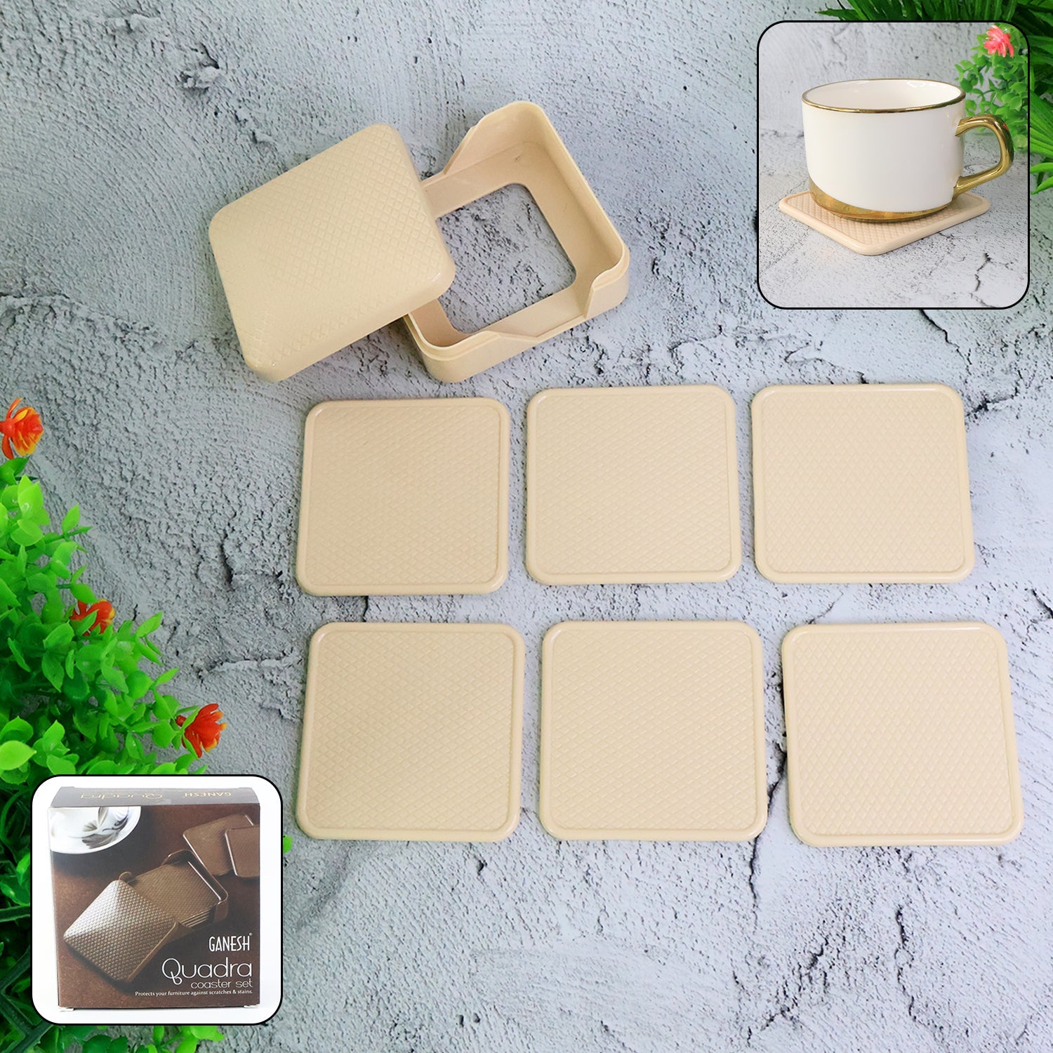 Ganesh Premium Square Coasters with Storage Box Ganesh Premium Square Coasters with Storage Box